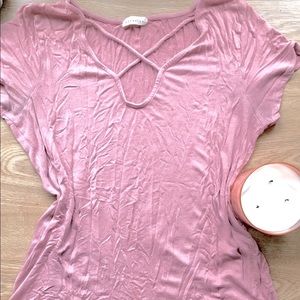 Pink crossed-front shirt